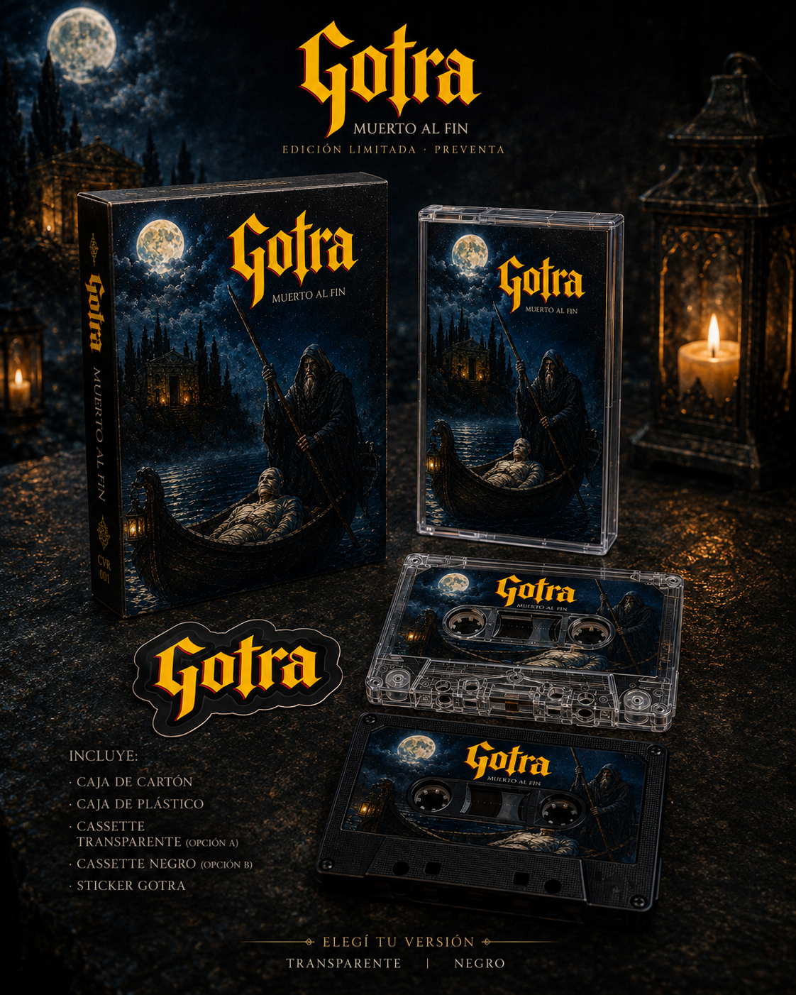 Cassingle Gotra Muerto al Fin - Edición Física Limitada de 10 Copias en Cassette Transparente y Negro